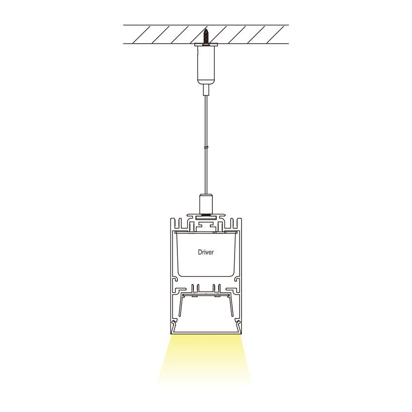 Pendant Acoustic Led linear light with optical lens02 (1)