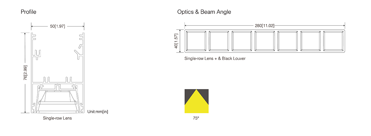 U5076-Single-row-Lens-dimension